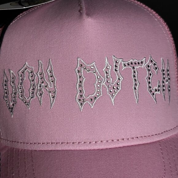 Von Dutch Rhinestone Bling Light Pink SnapBack Trucker Hat 2000s - Picture 3 of 12